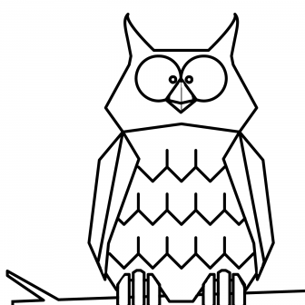 336x336 Owl Drawing Simple Flying For Kids Cartoon Line Snowy Cute I
