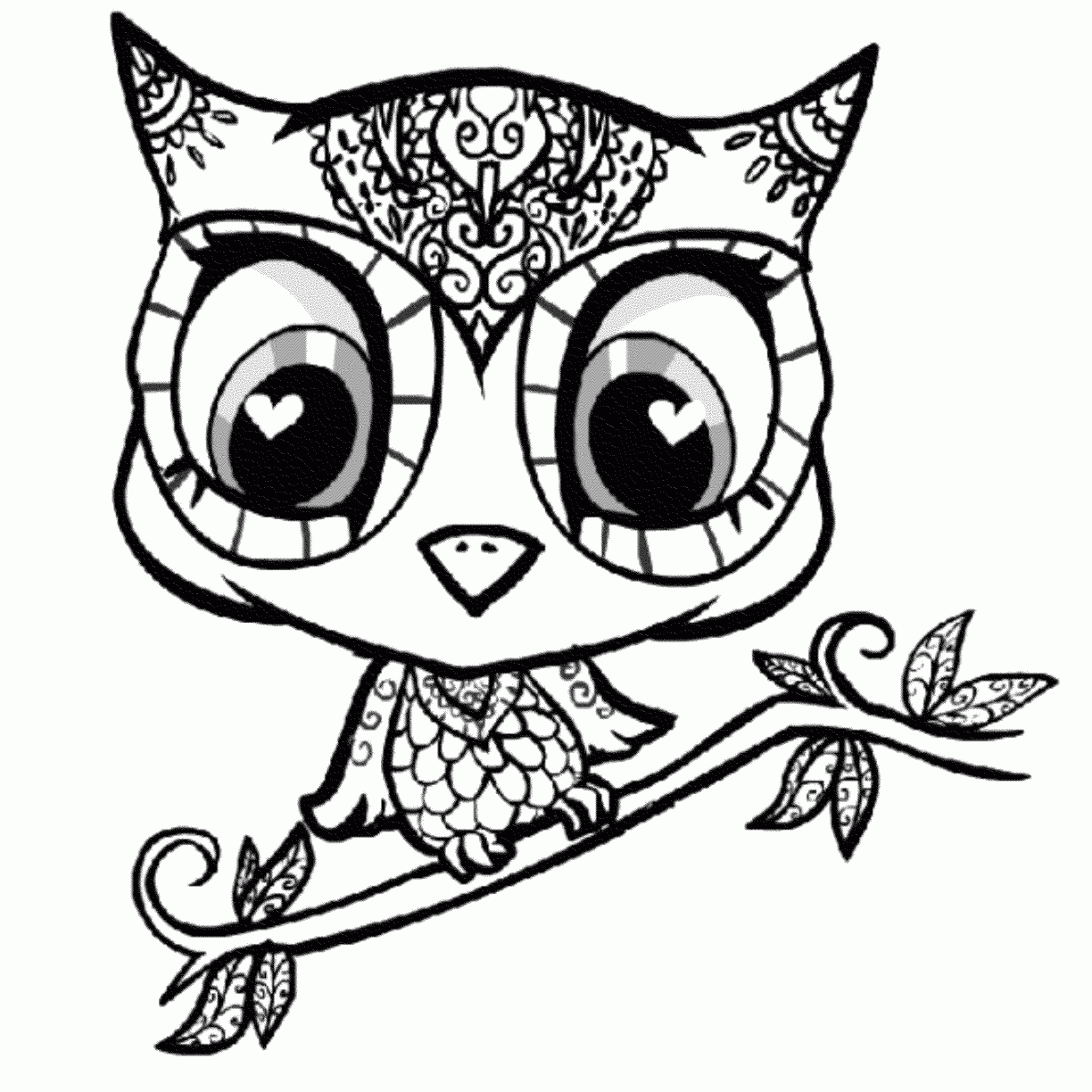 1224x1224 Owl Pattern Coloring Pages Colouring Easy Design With Tribal