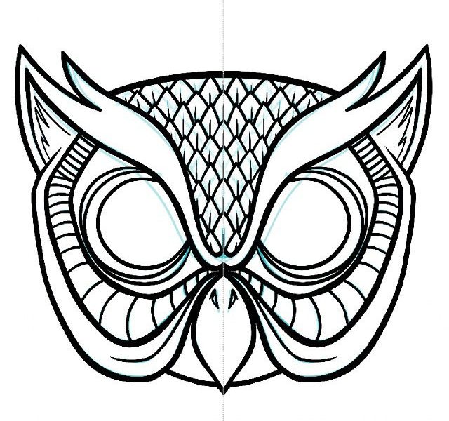 640x600 Owl Drawing Head For Free Download