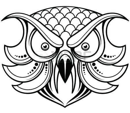 450x394 Owl Drawing Outline Colorful Owl With Open Wings Tattoo On Chest