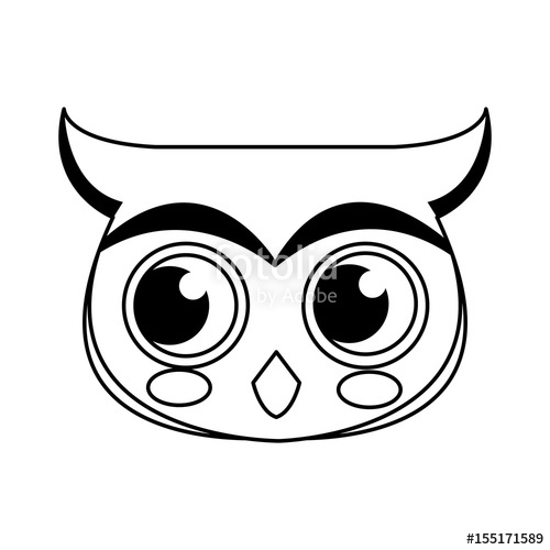 500x500 Face Owl Christmas Animal Character Outline Vector Illustration