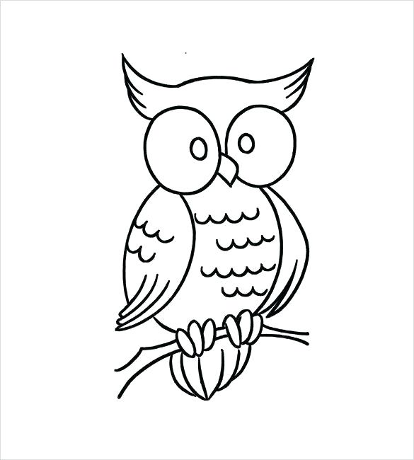 585x650 Owl Drawing Outline