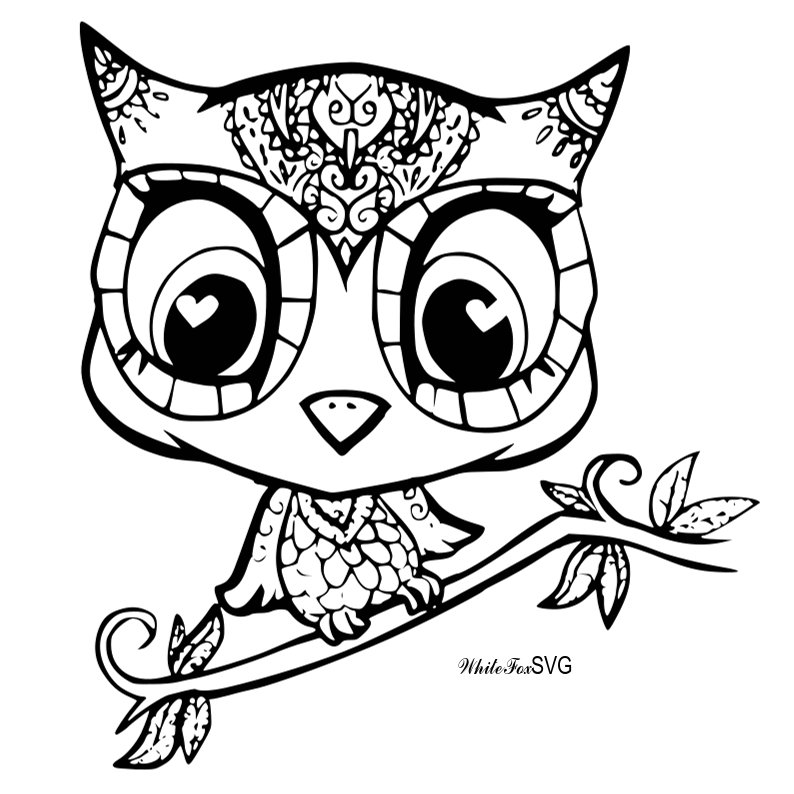 794x794 Cute Owl Clipart Stencil Template Transfer Vector For Etsy