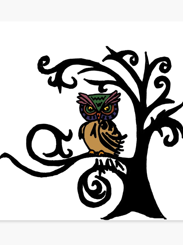 750x1000 Cool Artsy Owl In Tree Tribal Art Canvas Print