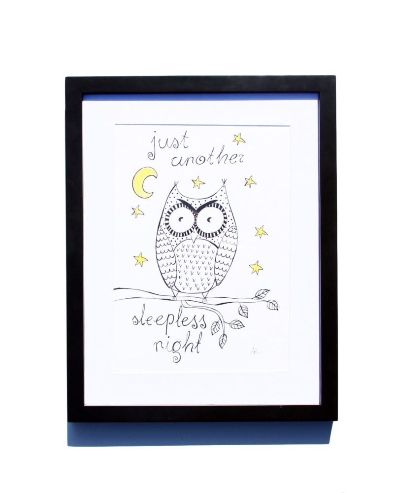 800x1000 Drawing Handmade Owl In The Night On The Tree, Another Sleepless