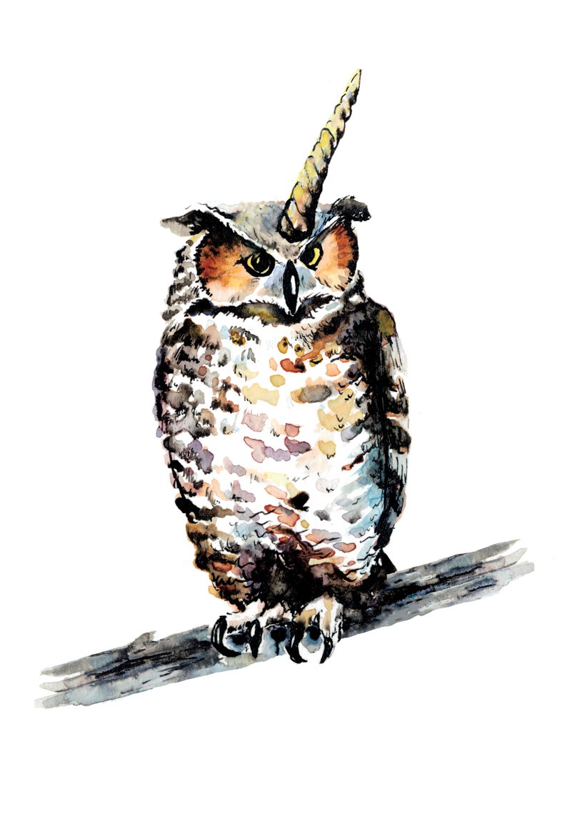 794x1160 Great Horned Owl Watercolor Painting Art Print Animal Art Etsy