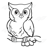160x160 Owl On A Branch Clipart Black And White