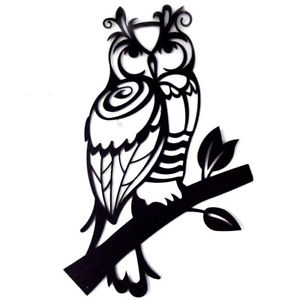300x300 Owl On A Branch Metal Wall Art Laser Cut Iron Sculpture Decor