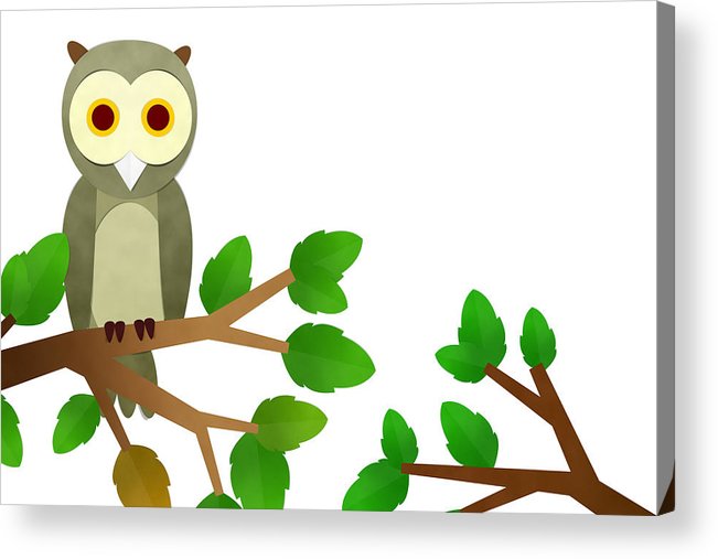 651x507 Owl Cutting Paste On Tree Acrylic Print