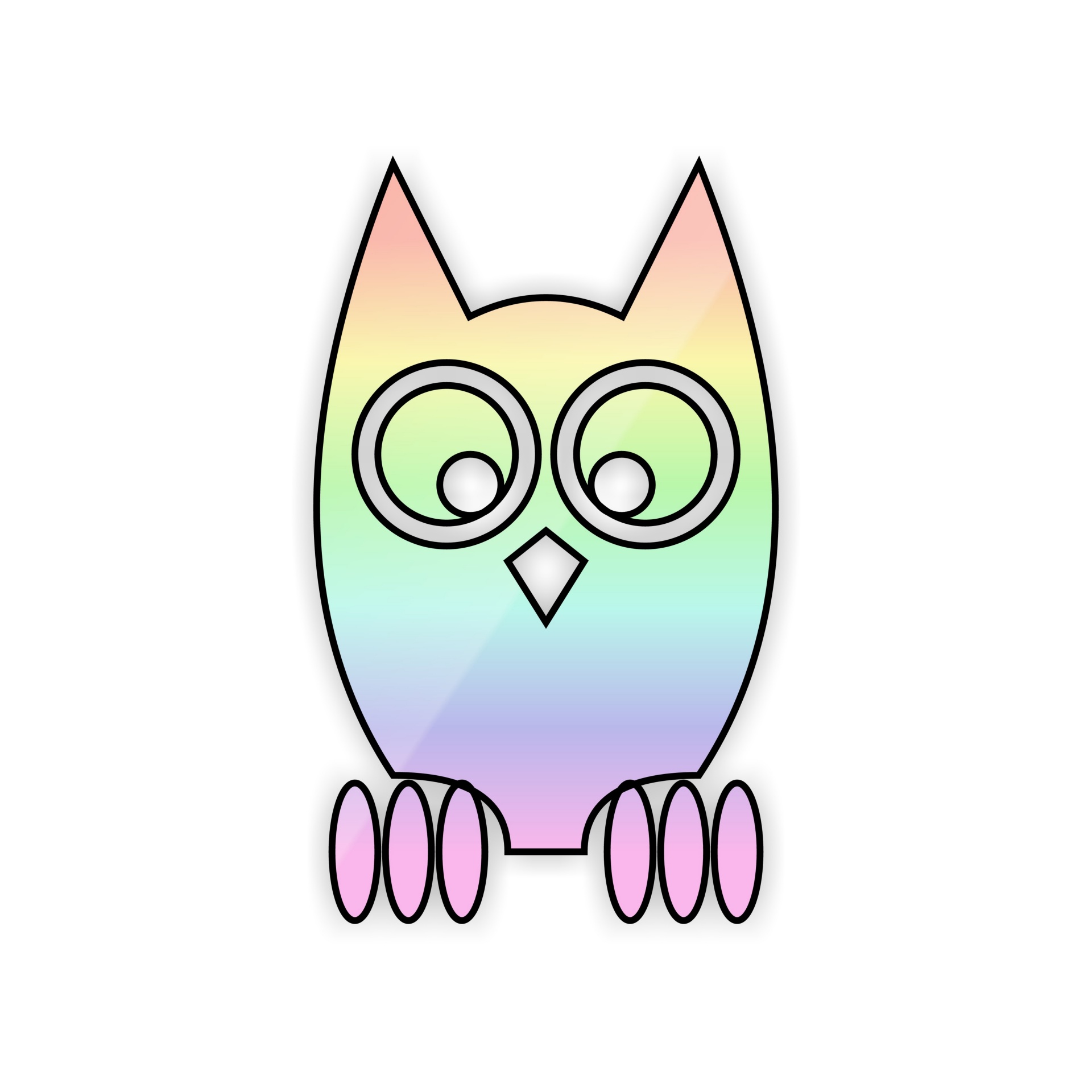 1920x1920 Drawing, Rainbow, Owl, Bird, Nocturnal