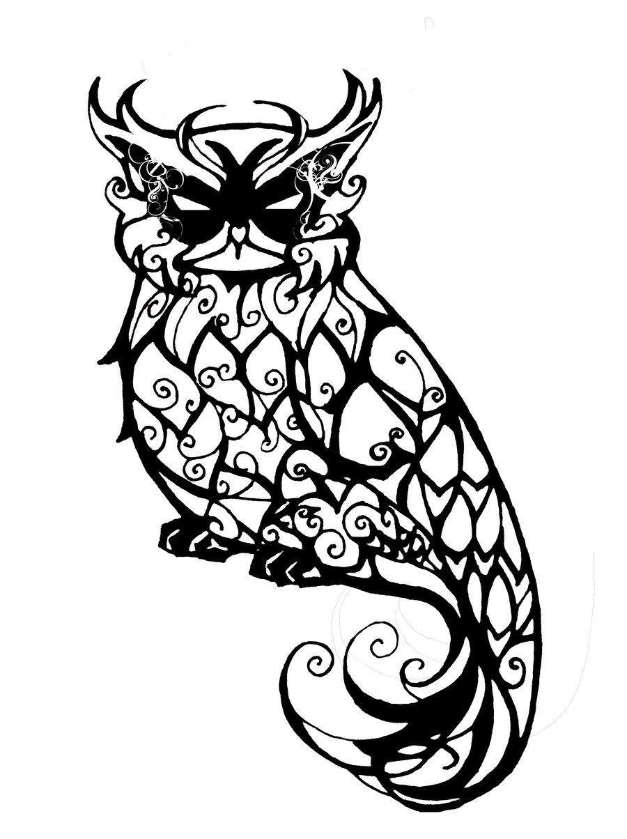 900x1204 Owl Cat Tribal Tattoo Tattoo Art Owl Tattoo Design, Tribal Owl
