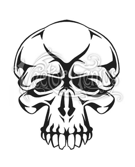 468x580 Stylized Skull Tattoo Flash Stock Art