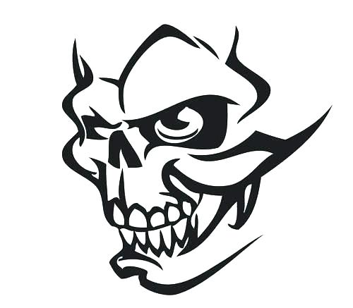 500x437 Skull Outline Car Styling For Bone Head Skull Outline Vinyl Decal