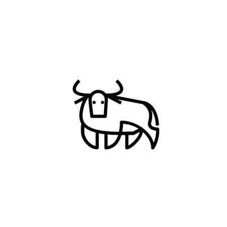 450x450 Linear Stylized Drawing Of Bull Ox Or Cow