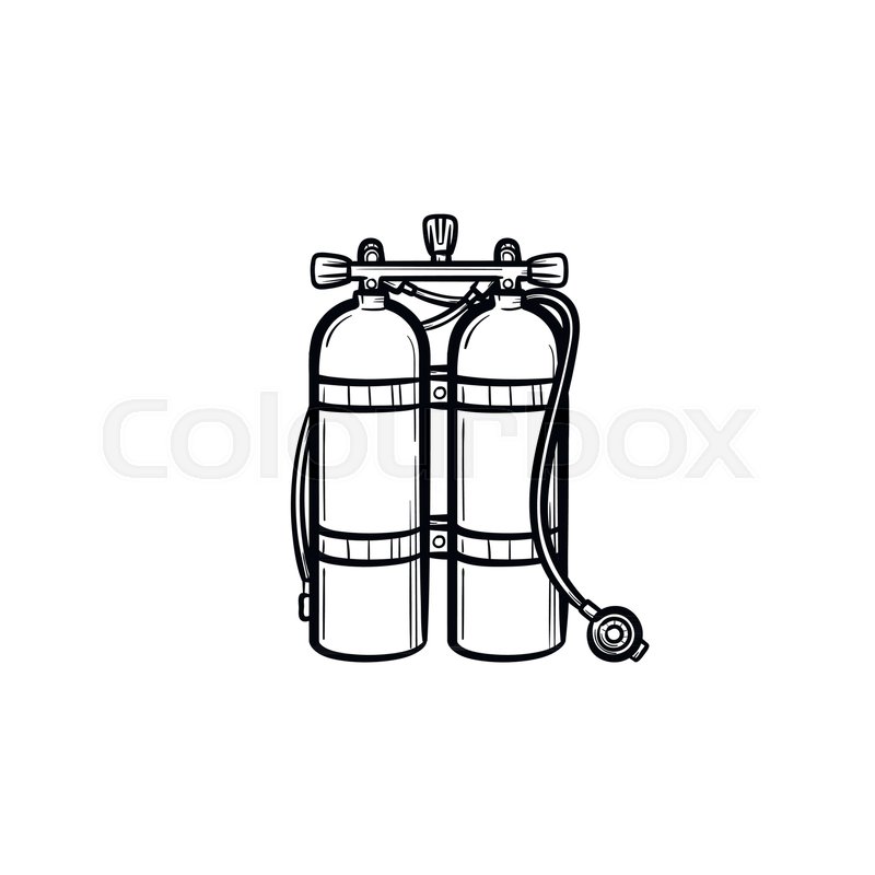 800x800 Oxygen Tank Hand Drawn Outline Doodle Stock Vector Colourbox