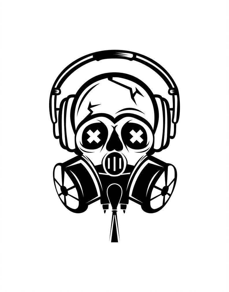 793x1008 Skull Rock Gas Mask Line Art