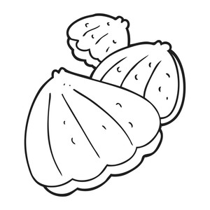 300x300 Freehand Drawn Black And White Cartoon Oysters Royalty Free Stock