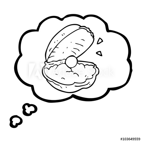 500x500 Thought Bubble Cartoon Oyster With Pearl