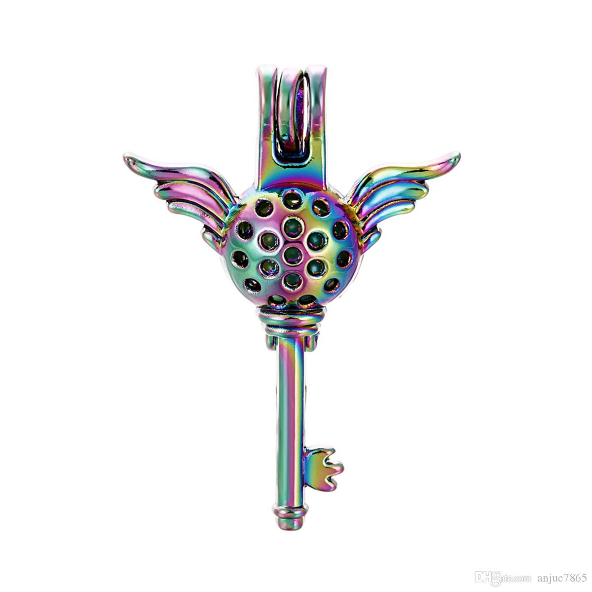 1200x1200 rainbow color flying key pearl cage beads cage essential oil
