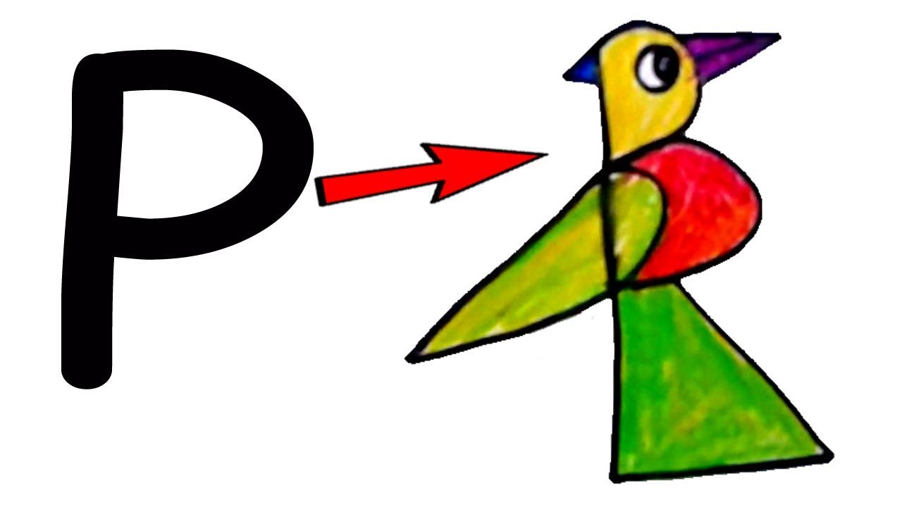 1280x720 how to draw polly parrot peppa pig from letter p