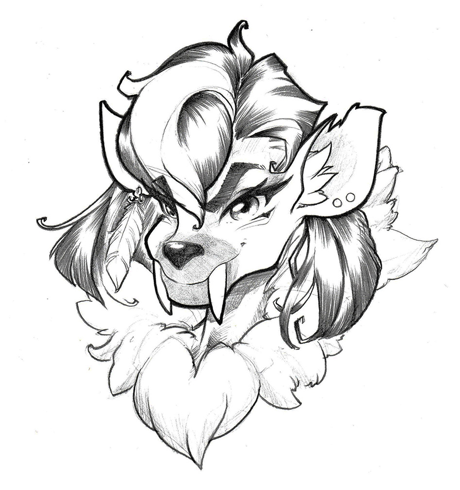 947x1008 pace bust pencil sketch