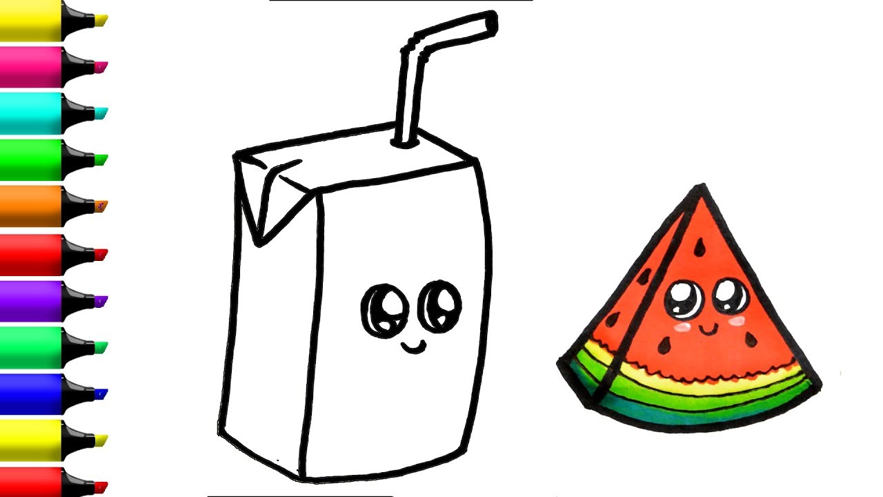 1280x720 Watermelon Juice Coloring Pages Art Colors For Kids Draw