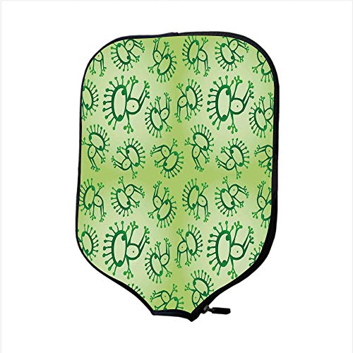 500x500 Iprint Neoprene Pickleball Paddle Racket Cover Case,green,doodle