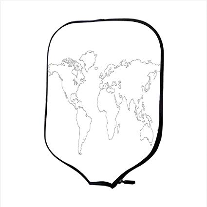 425x425 Neoprene Pickleball Paddle Racket Cover Case, Map