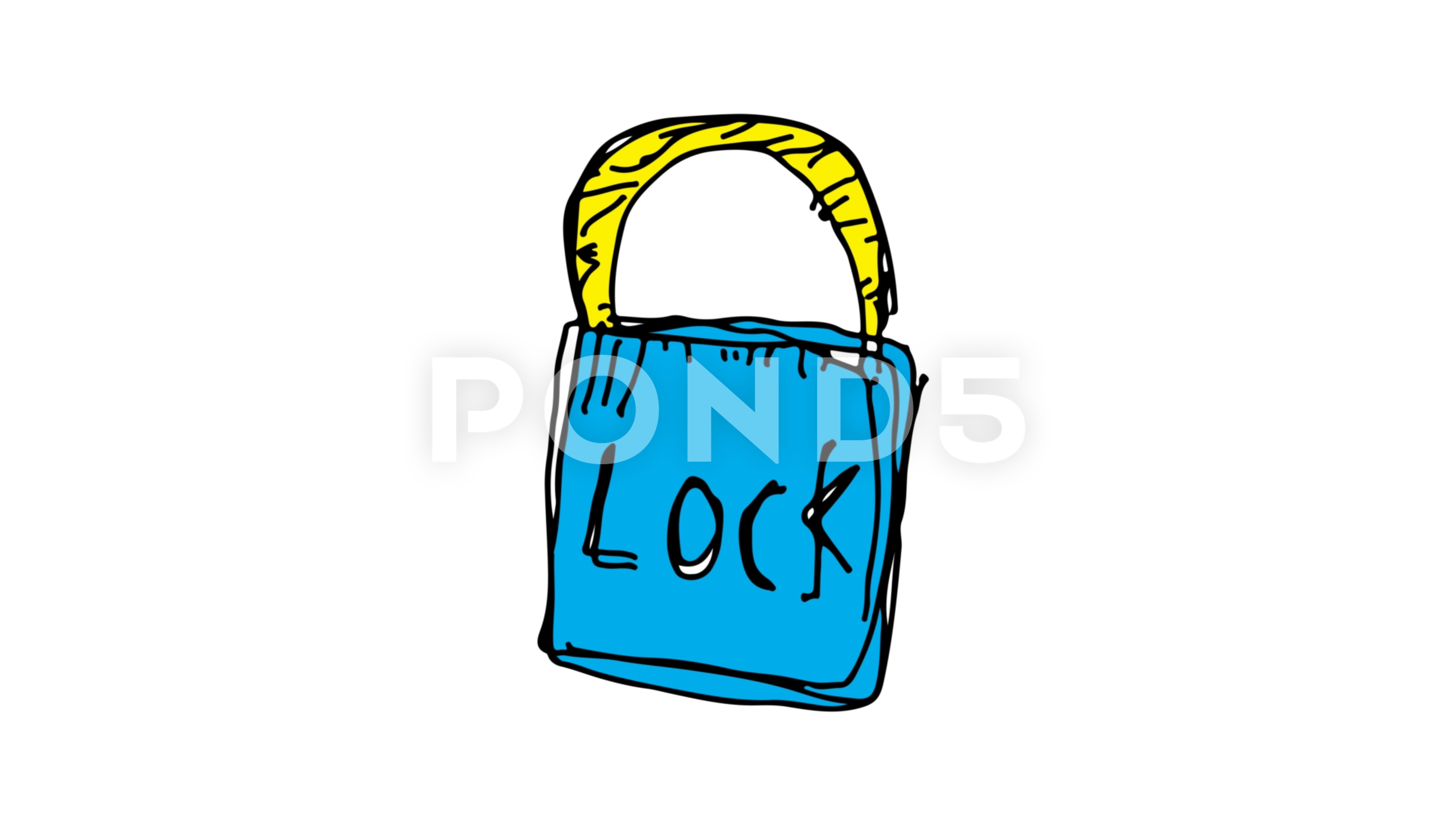 3840x2160 Hand Drawing Icon White Screen With Theme Of Padlock Footage