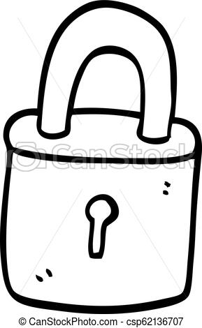 289x470 Line Drawing Cartoon Locked Padlock