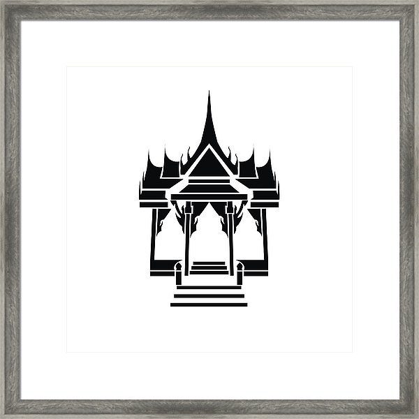 600x600 Pagoda And Temple Silhouette Black Icon Framed Print
