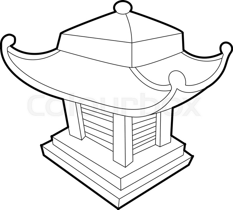 800x721 Asian Pagoda Icon Outline Stock Vector Colourbox