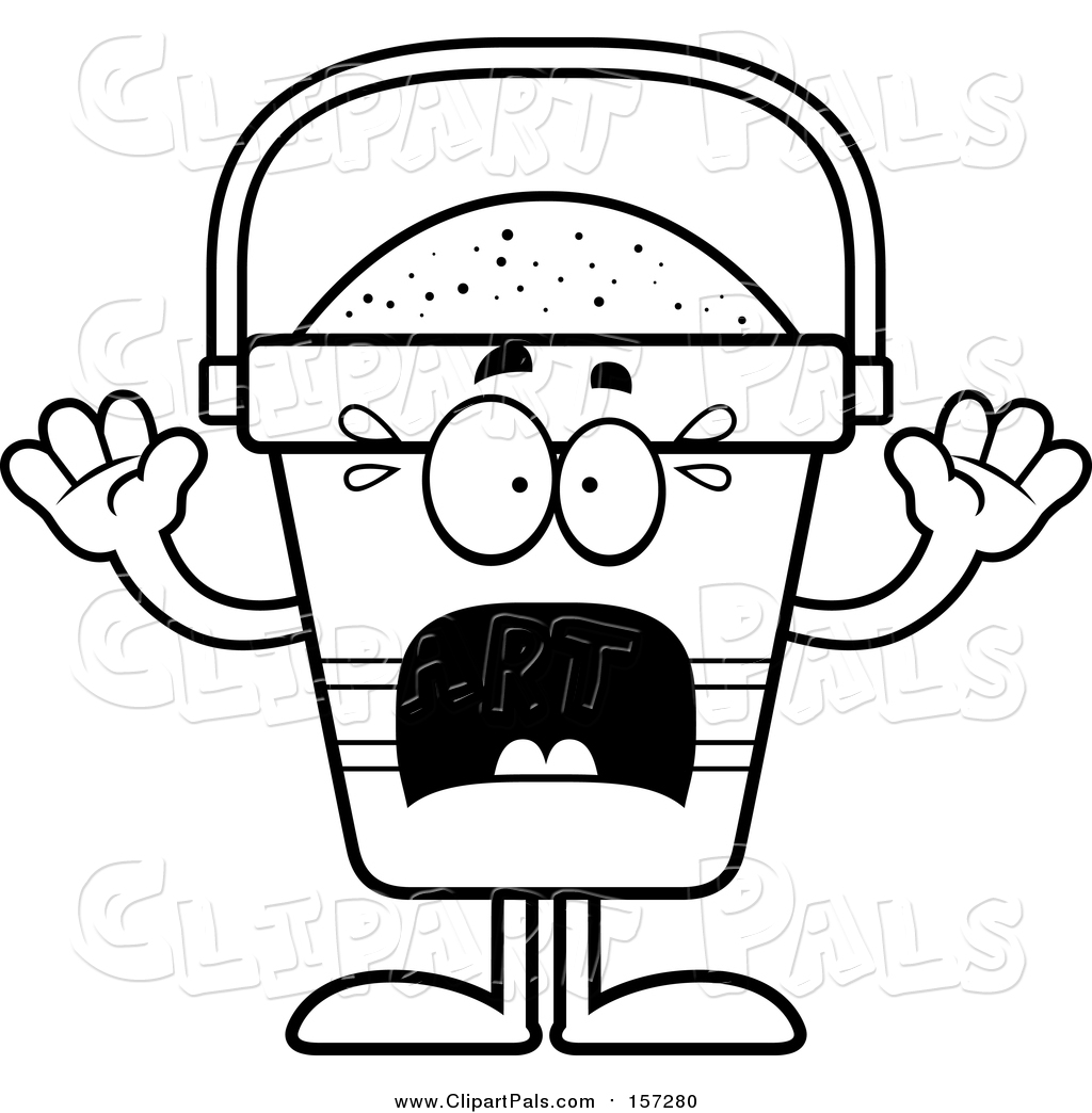 1024x1044 Pal Clipart Of A Lineart Scared Beach Pail Mascot