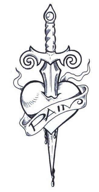 327x630 pain tattoo metamorphic heart in tattoo designs, knife
