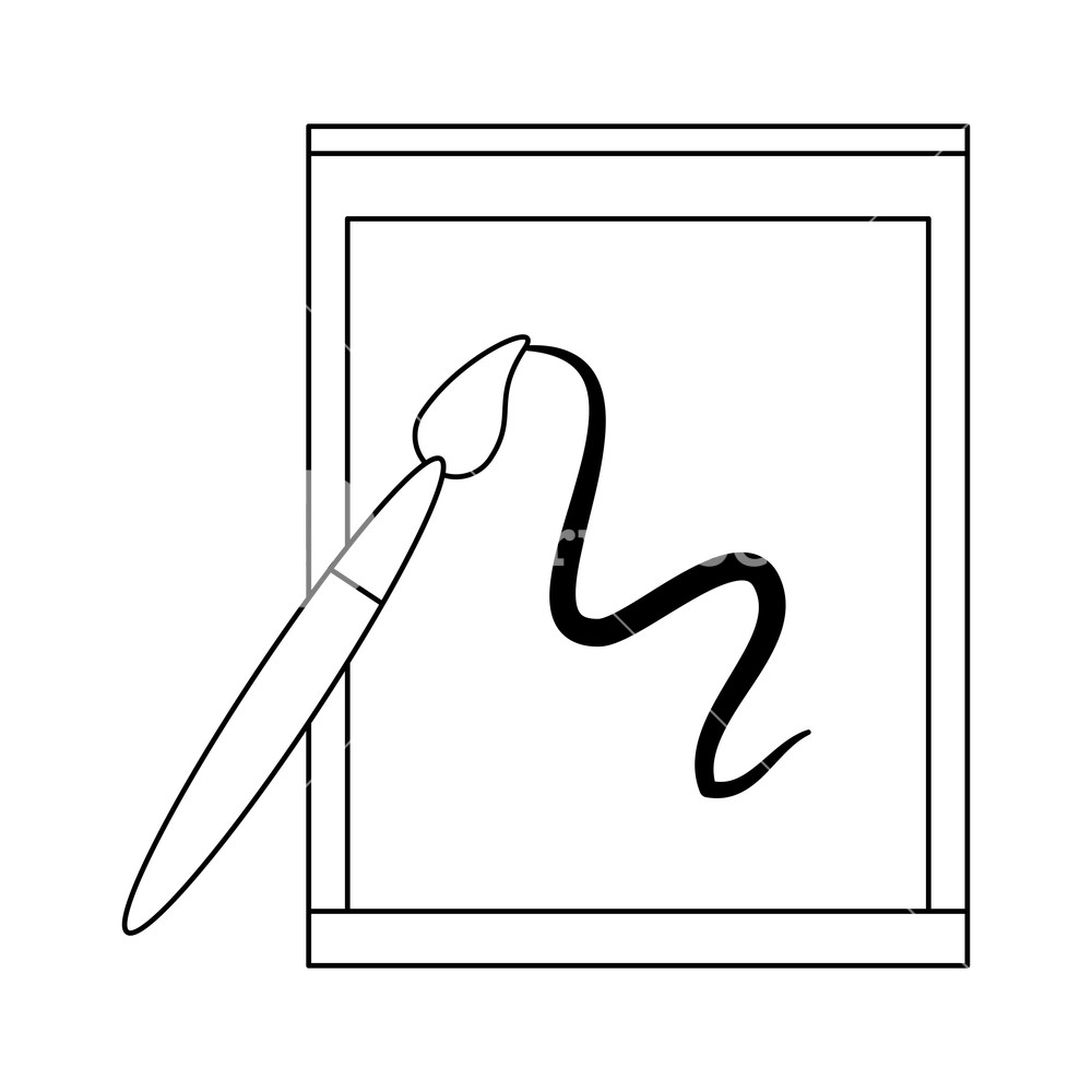 1000x1000 Drawing And Painting Canvas And Paint Brush Vector Illustration