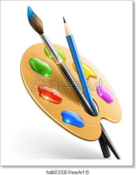 450x580 Free Art Print Of Art Palette With Paint Brush And Pencil Tools