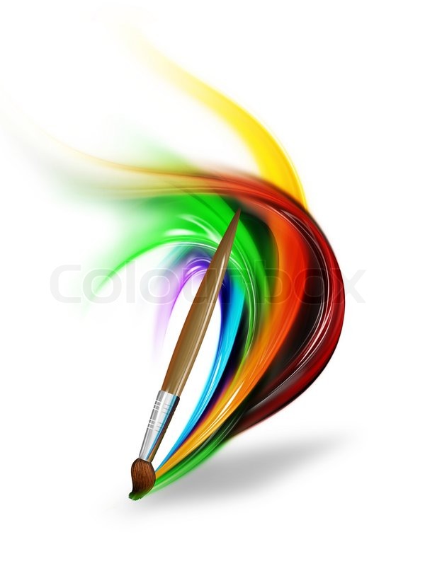 600x800 Paintbrush Drawing A Rainbow On A White Stock Image Colourbox