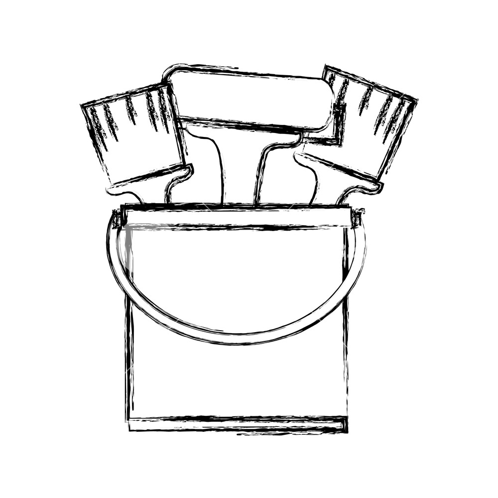1000x1000 Figure Paint Can With Painter Tools Inside Vector Illustration