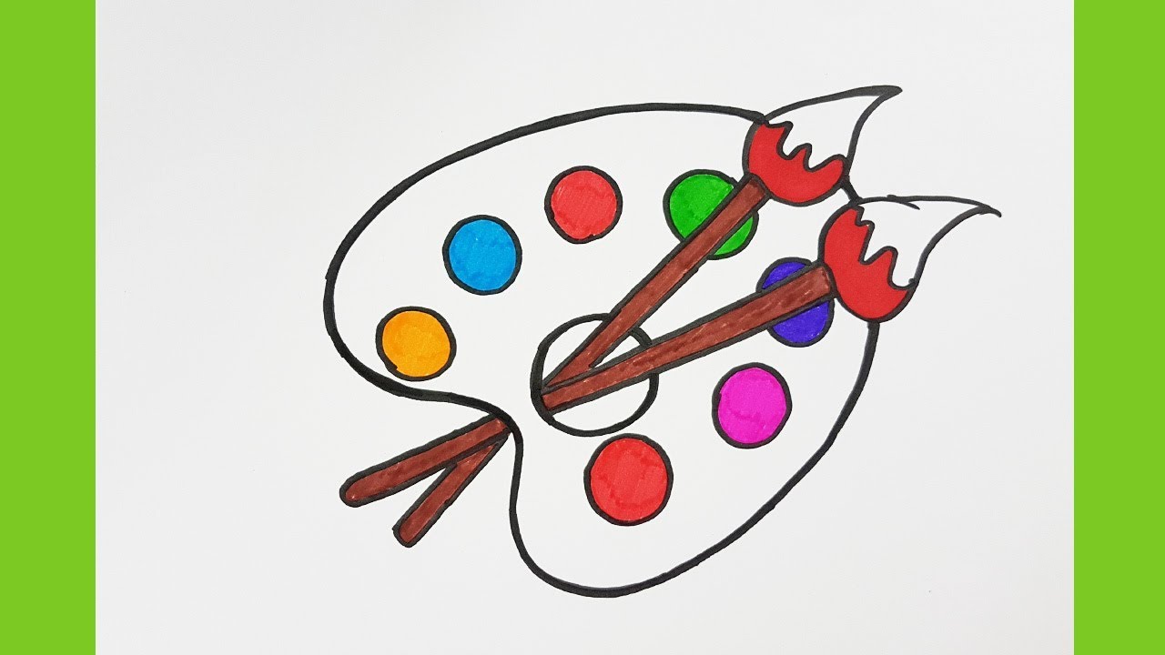 1280x720 How To Draw A Painting Palette And Brush Easily Kids Color