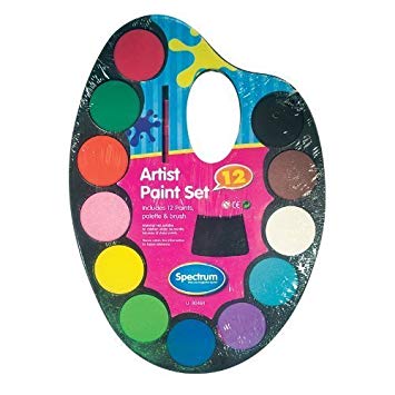 355x355 Kids Childrens Watercolour Paint Set Palette Colours With Brush