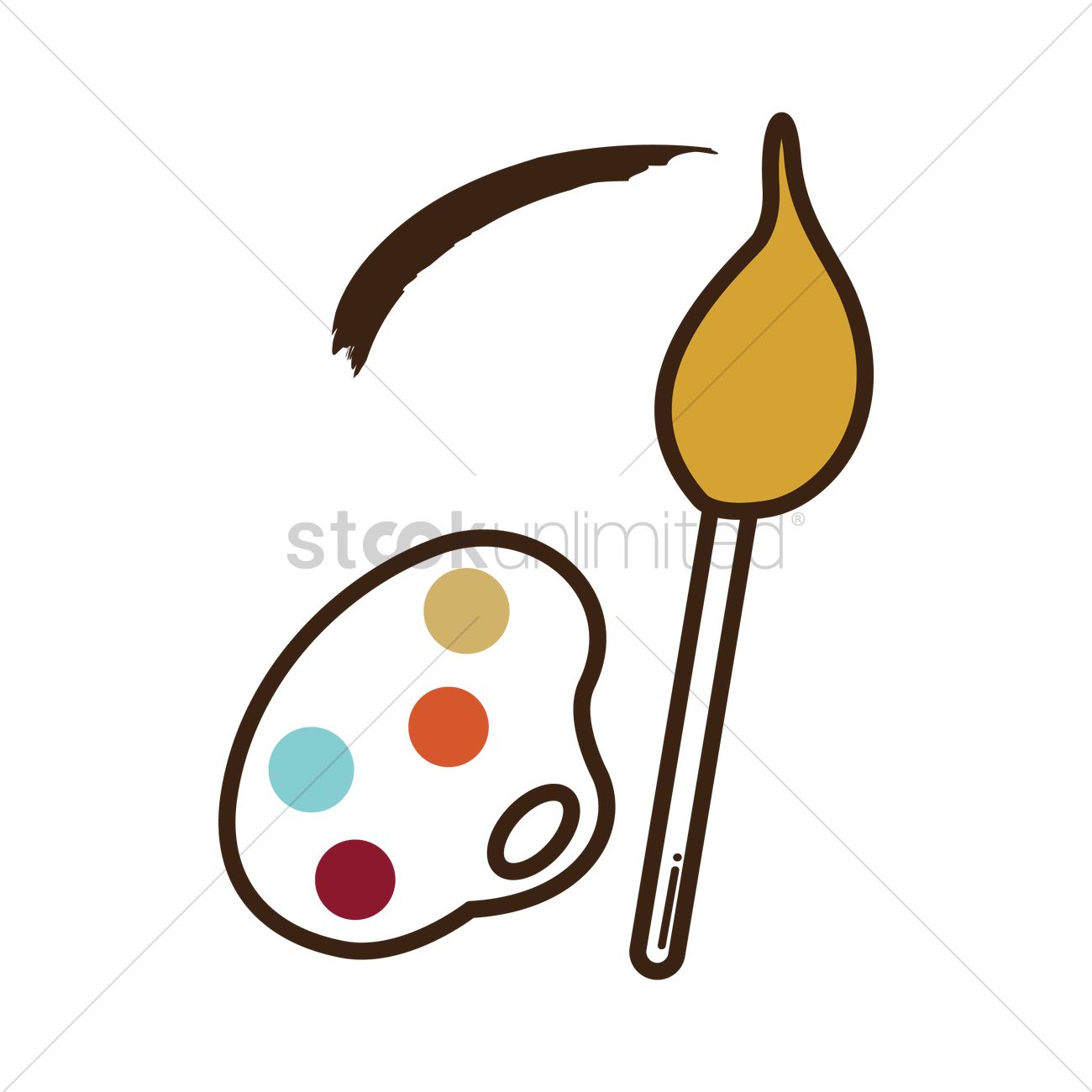 1300x1300 Pallet And Paint Brush Vector Image