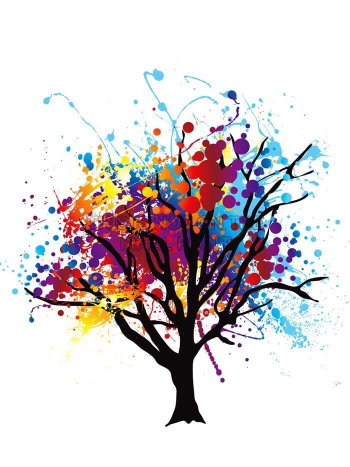 700x934 Paint Splat Abstract Tree Rainbow Photo Art Print Poster Picture