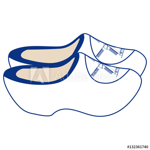 500x500 Pair Of Delft Blue Dutch Wooden Shoes Isolated On A White