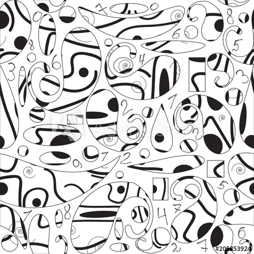 500x500 Doodle Geometric Abstract Seamless Pattern Vector Black And White