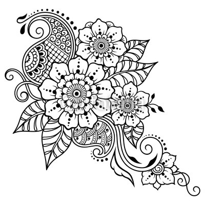 400x400 Henna Tattoo Flower Template In Indian Style Ethnic Floral