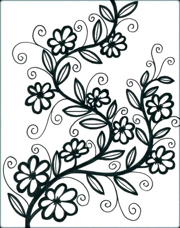 615x777 Design Coloring Flower Pattern Coloring Pages Floral Pattern