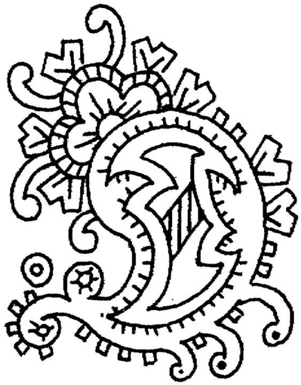 600x767 Paisley Pattern Coloring Pages