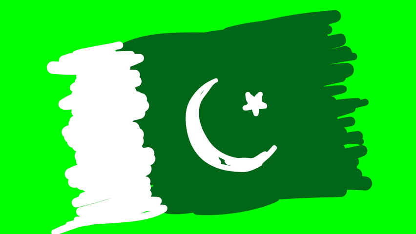 852x480 Pakistan Drawing Flag On Green Stock Footage Video