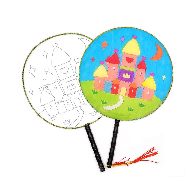 800x800 buy pcs round fan children diy hand drawing palace fan without