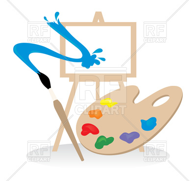 400x369 Easel, Palette And Brush Drawing Vector Image Of Objects